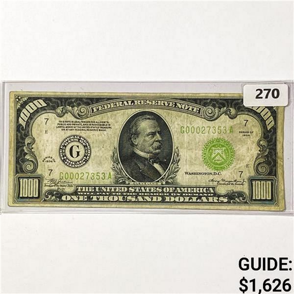 1934 US $1000 Fed Res Note