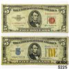 Image 1 : 1934-1953 US $5 Silver Cert. & Fed Res Note (2 Ite