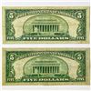 Image 2 : 1934-1953 US $5 Silver Cert. & Fed Res Note (2 Ite