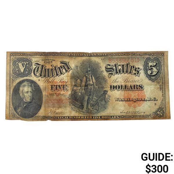 1907 US LG $5 Legal Tender Note