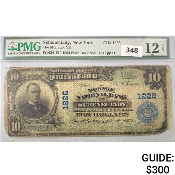 1902 US LG Bank of Schenectady, NY $10 Legal Tende