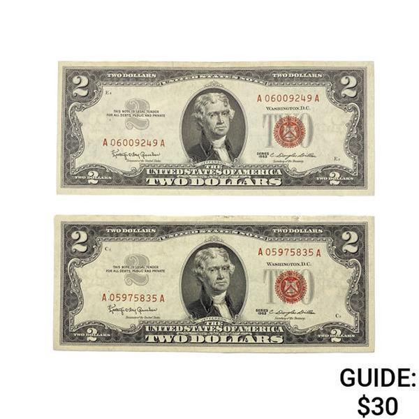 1963 US $2 Legal Tender Notes (2 Items)