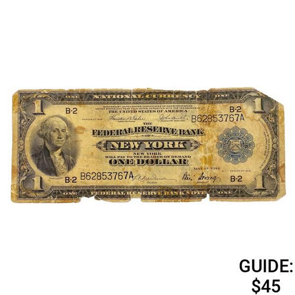 1918 US LG Bank of New York $1 Fed Res Note