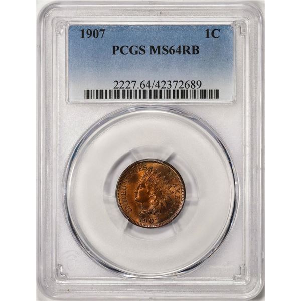1907 Indian Head Cent Coin PCGS MS64RB