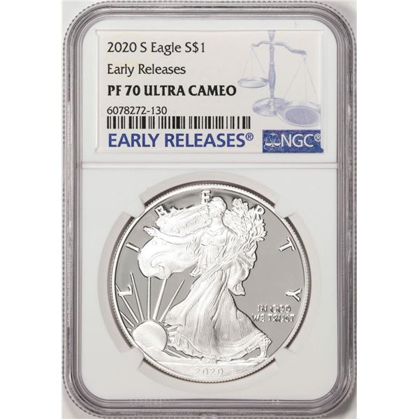 2020-S $1 Proof American Silver Eagle Coin NGC PF70 Ultra Cameo Early Releases