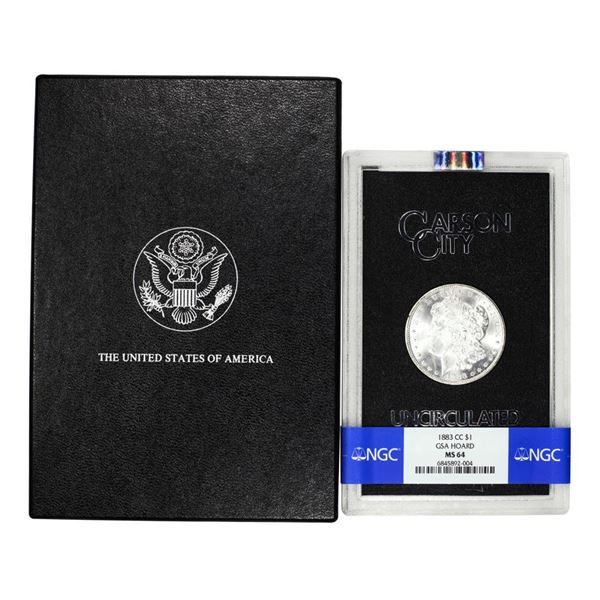1883-CC $1 Morgan Silver Dollar Coin GSA Hoard Uncirculated NGC MS64 w/Box