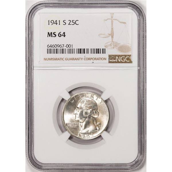 1941-S Washington Quarter Coin NGC MS64