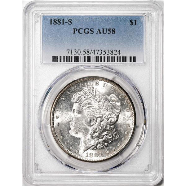 1881-S $1 Morgan Silver Dollar Coin PCGS AU58