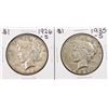 Image 1 : Lot of 1926-S & 1935-S $1 Peace Silver Dollar Coins