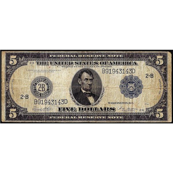 1914 $5 Federal Reserve Bank Note New York