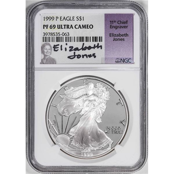 1999-P $1 Proof American Silver Eagle Coin NGC PF69 Ultra Cameo Jones Signature