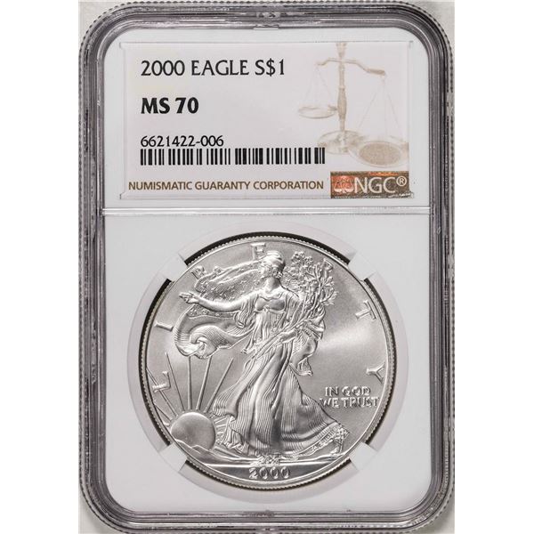 2000 $1 American Silver Eagle Coin NGC MS70