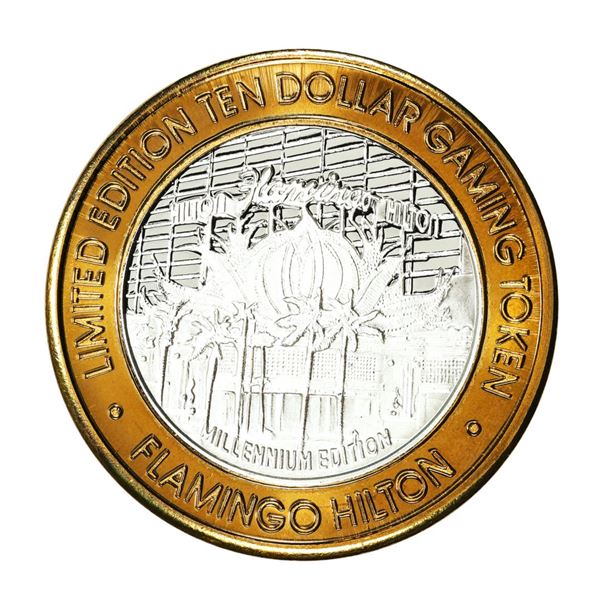 .999 Silver Flamingo Hilton Las Vegas, Nevada $10 Casino Limited Edition Gaming Token