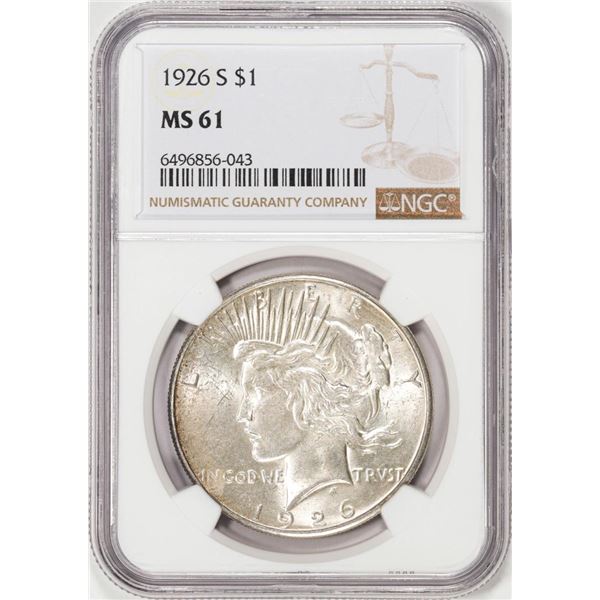 1926-S $1 Peace Silver Dollar Coin NGC MS61