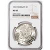 Image 1 : 1921 $1 Morgan Silver Dollar Coin NGC MS63