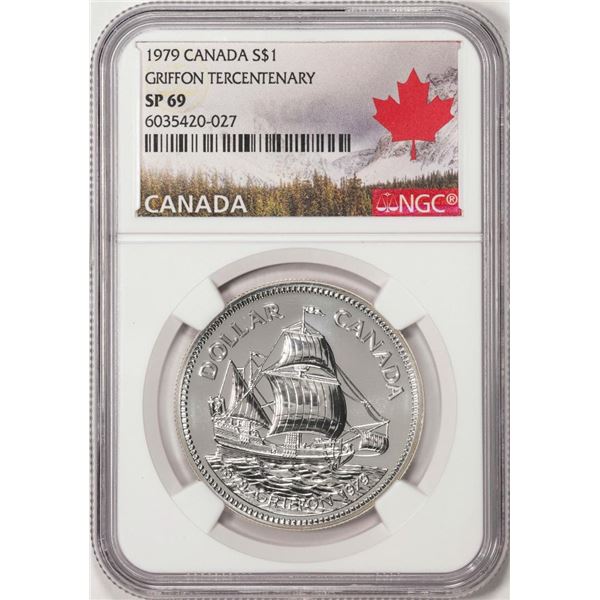 1979 Canada $1 Griffon Tercentenary Silver Dollar Coin NGC SP69