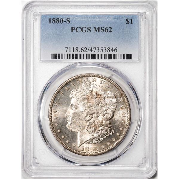 1880-S $1 Morgan Silver Dollar Coin PCGS MS62