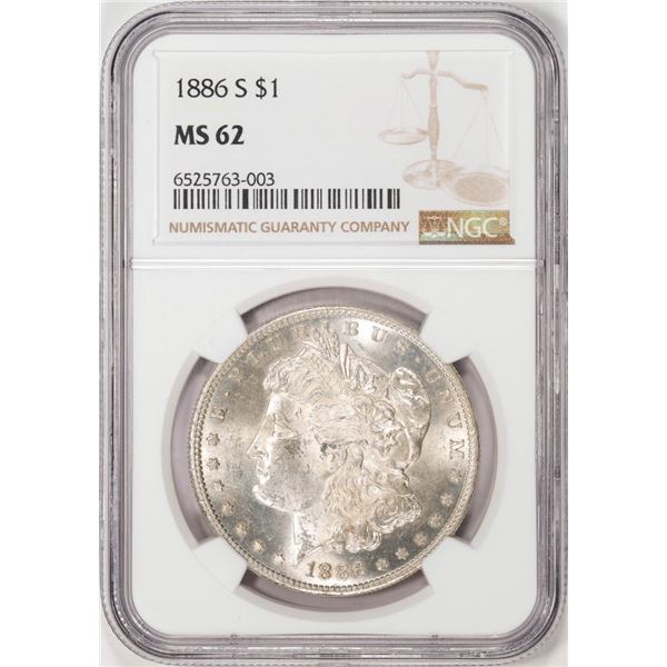 1886-S $1 Morgan Silver Dollar Coin NGC MS62