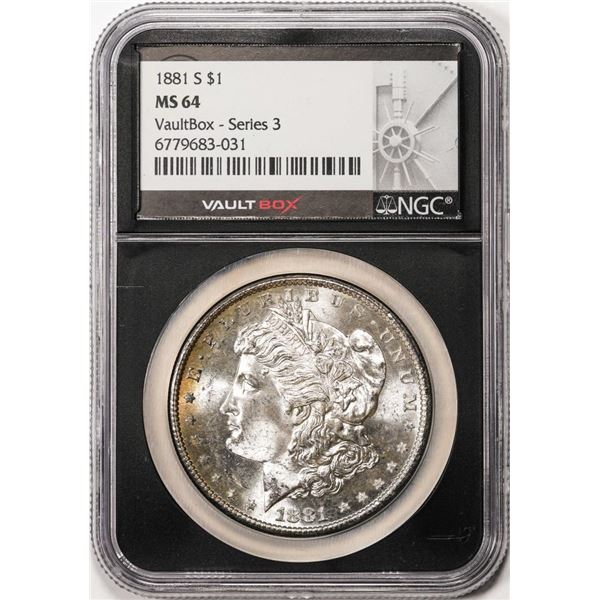 1881-S $1 Morgan Silver Dollar Coin NGC MS64 Vaultbox Series 3