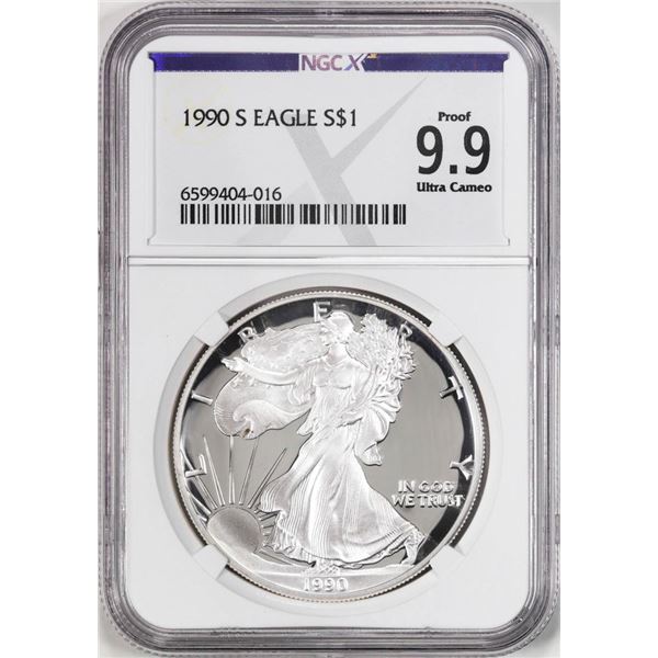 1990-S $1 Proof American Silver Eagle NGCX Proof 9.9 Ultra Cameo