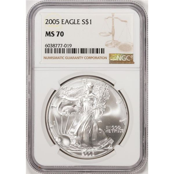 2005 $1 American Silver Eagle Coin NGC MS70