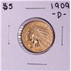 Image 1 : 1909-D $5 Indian Head Half Eagle Gold Coin