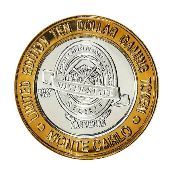 .999 Silver Monte Carlo Las Vegas, Nevada $10 Casino Limited Edition Gaming Token