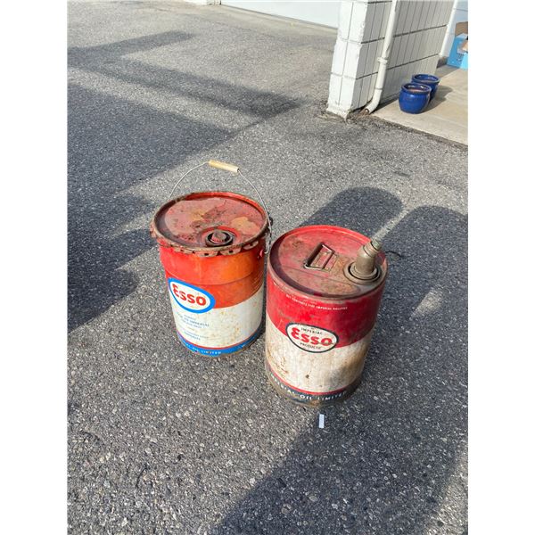 2 esso oil tins