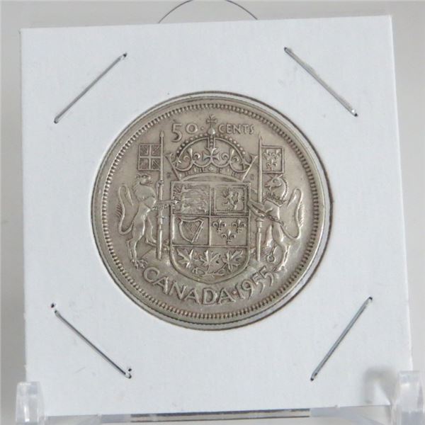 1955 Canadian Silver 50 Cent Coin