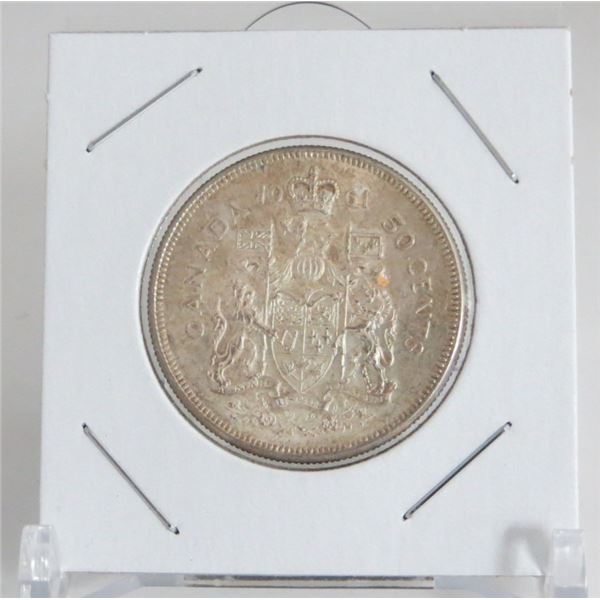 1961 Canadian Silver 50 Cent Coin