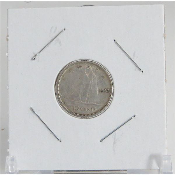 1943 Canadian Silver 10 Cent Coin