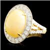 Image 2 : 14K Gold 5.51ct Opal & 1.26ctw Diamond Ring