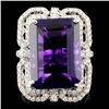 Image 1 : 18K Gold 15.40ct Amethyst & 1.10ctw Diamond Ring