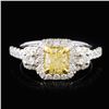 Image 1 : 18K White Gold 1.32ctw Fancy Yellow Diamond Ring