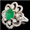 Image 2 : 18K Gold 1.34ct Emerald & 1.22ctw Diamond Ring