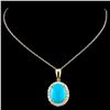 Image 2 : 14K Gold 2.85ct Turquoise & 0.50ctw Diamond Pendan