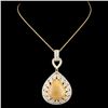 Image 2 : 18K Gold 7.47ct Opal & 1.90ctw Diamond Pendant