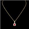 Image 2 : 14K Gold 0.46ct Ruby & 0.18ctw Diamond Pendant