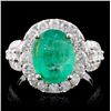 Image 1 : 18K Gold 2.85ct Emerald & 1.49ct Diamond Ring