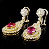 Image 2 : 18K Gold 1.91ctw Ruby & 2.52ctw Diamond Earrings