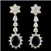 Image 1 : 14K Gold 1.92ct Sapphire & 2.41ctw Diamond Earring