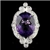 Image 1 : 14K Gold 18.28ct Amethyst & 1.00ctw Diamond Ring