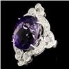 Image 2 : 14K Gold 18.28ct Amethyst & 1.00ctw Diamond Ring