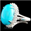 Image 2 : 14K Gold 12.00ct Turquoise & 0.69ctw Diamond Ring