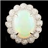 Image 1 : 14K Gold 4.44ct Opal & 1.14ctw Diamond Ring