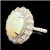 Image 2 : 14K Gold 4.44ct Opal & 1.14ctw Diamond Ring