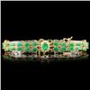 Image 1 : 14K Gold 12.00ctw Emerald & 1.50ctw Diamond Bracel