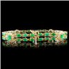 Image 2 : 14K Gold 12.00ctw Emerald & 1.50ctw Diamond Bracel