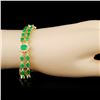 Image 3 : 14K Gold 12.00ctw Emerald & 1.50ctw Diamond Bracel