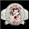 Image 1 : 14K Gold 5.00ct Morganite & 1.40ctw Diamond Ring